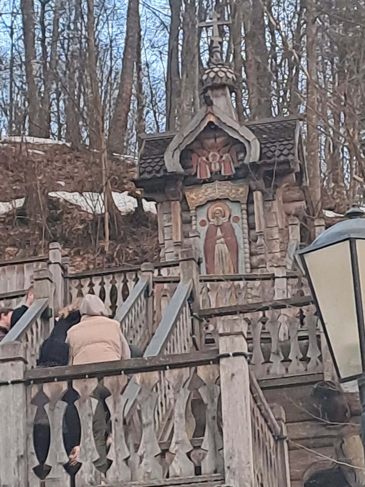 Visitor documents traditional Orthodox churches in Vzglyadnevo, Russia