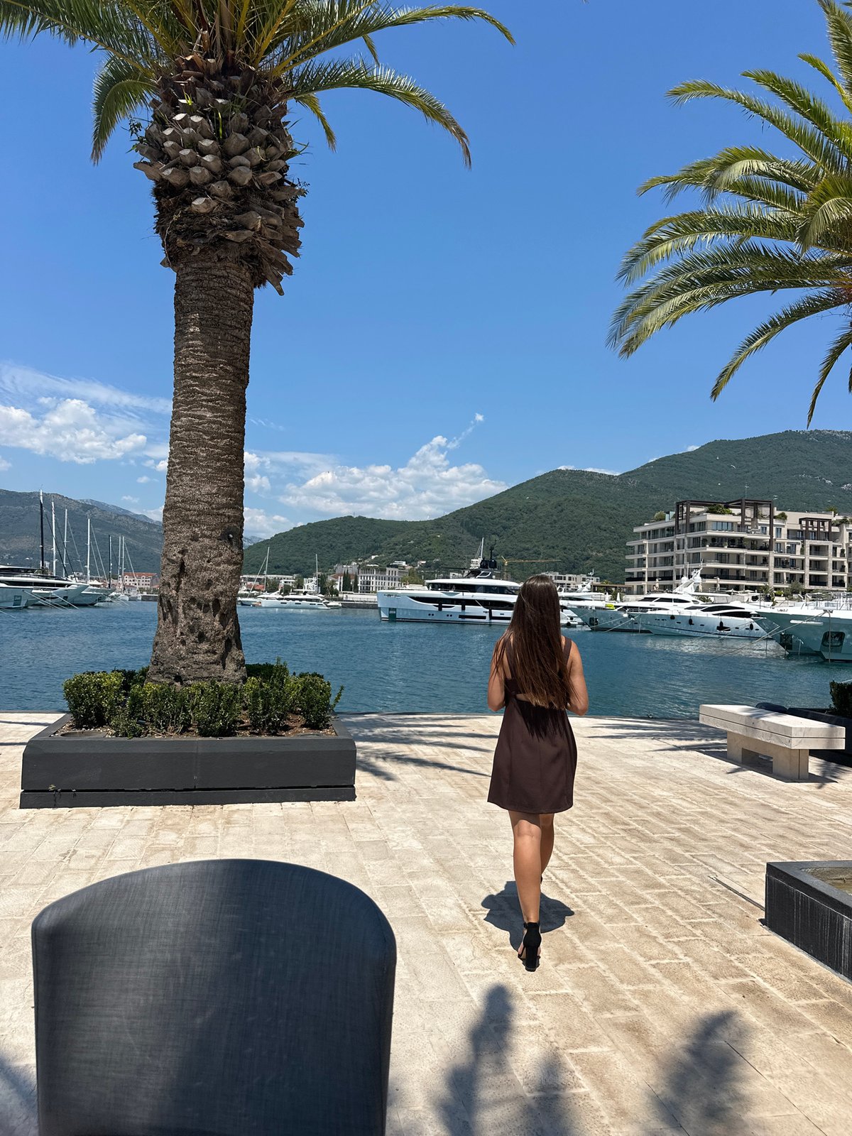Sunny morning at Porto Montenegro's luxury marina in Tivat