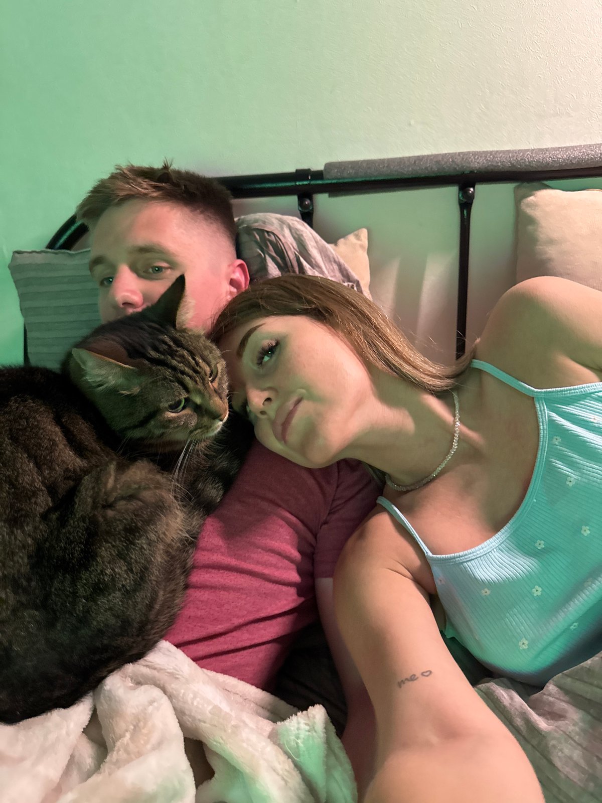 Quiet bedroom moments with tabby cat in Chaikovsky