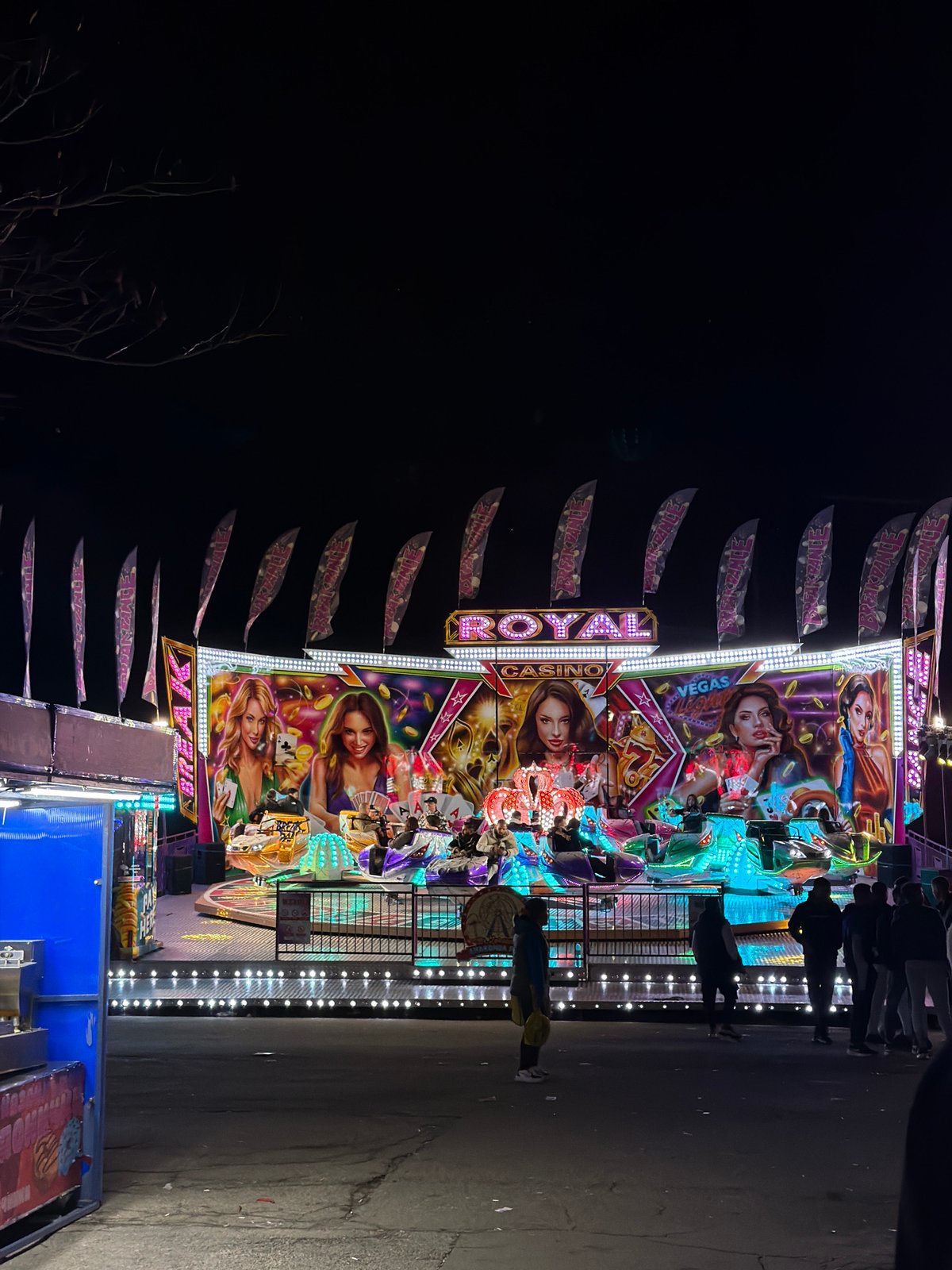 Casino-themed fairground ride draws crowds in Lovech, Bulgaria