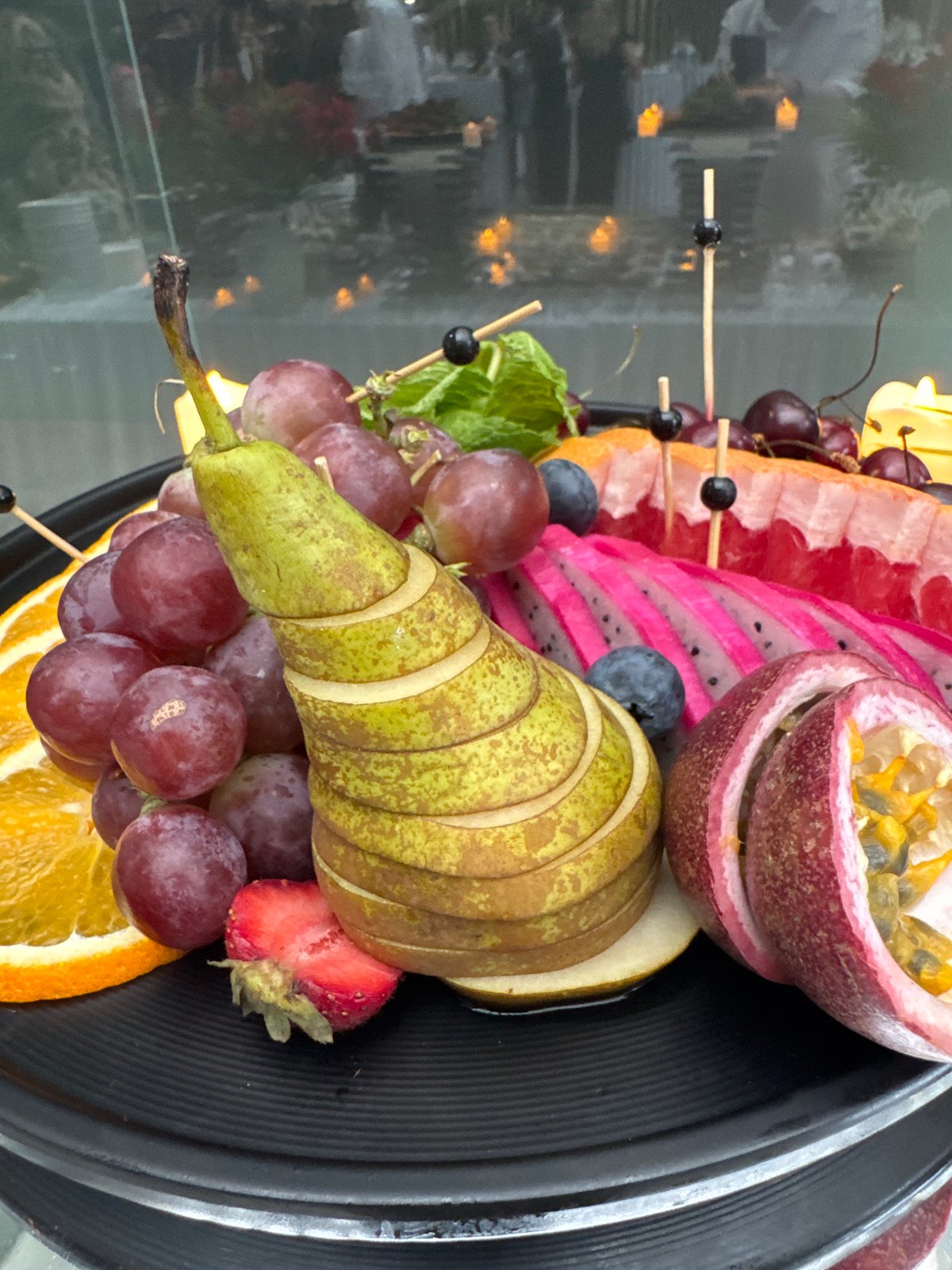 Catered reception spread at a modern Astana venue
