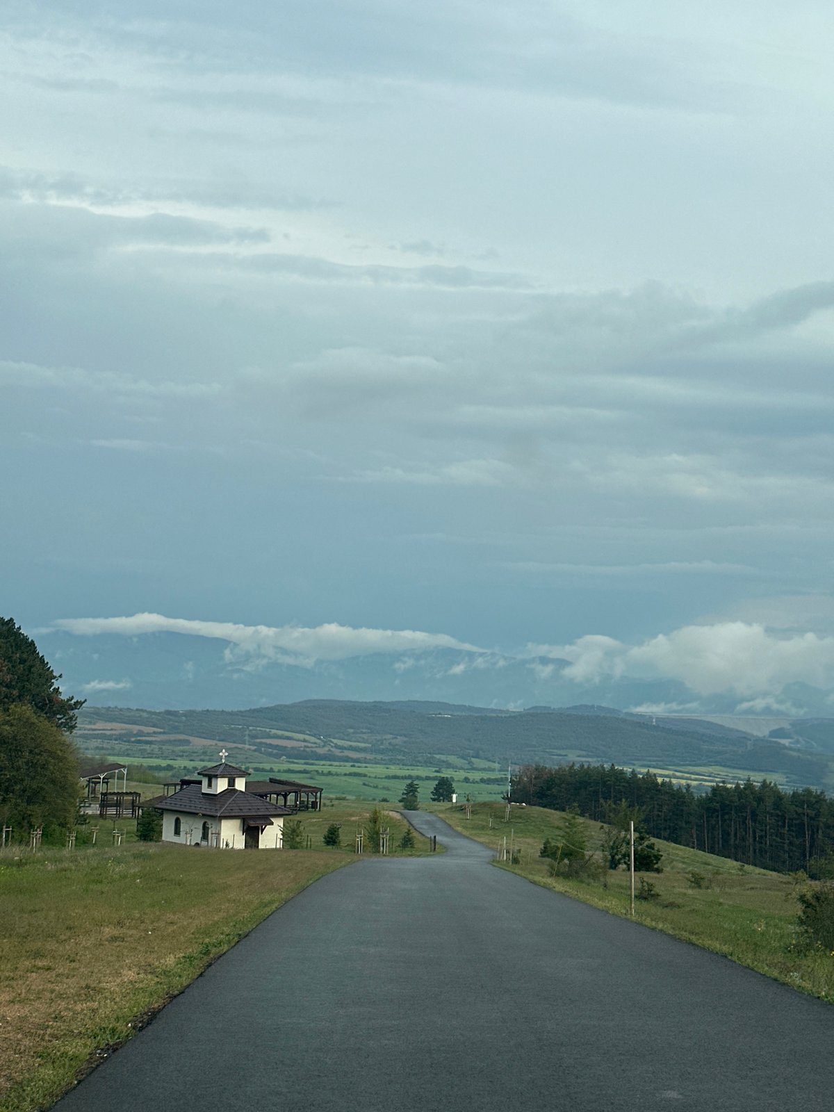Rural landscape photographed in Mirkovo, Bulgaria under overcast skies