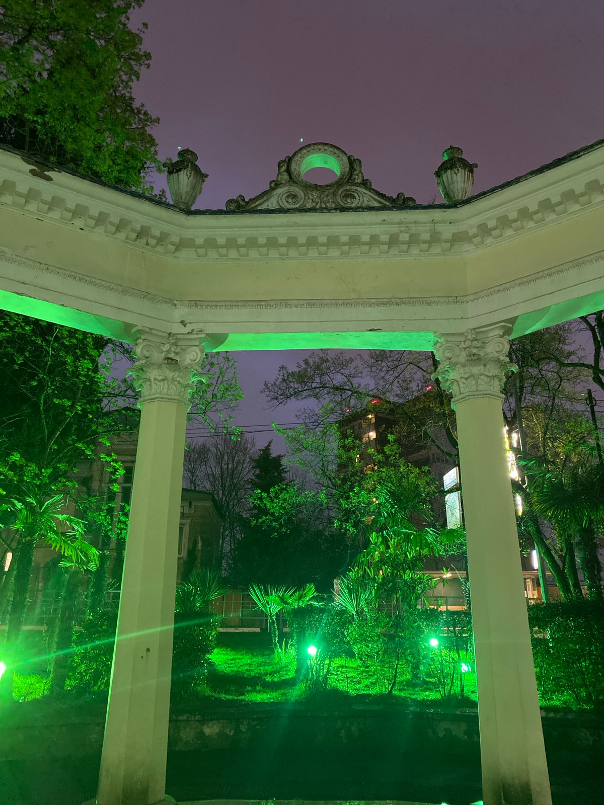 Evening documentation of Sochi architecture and dining establishments