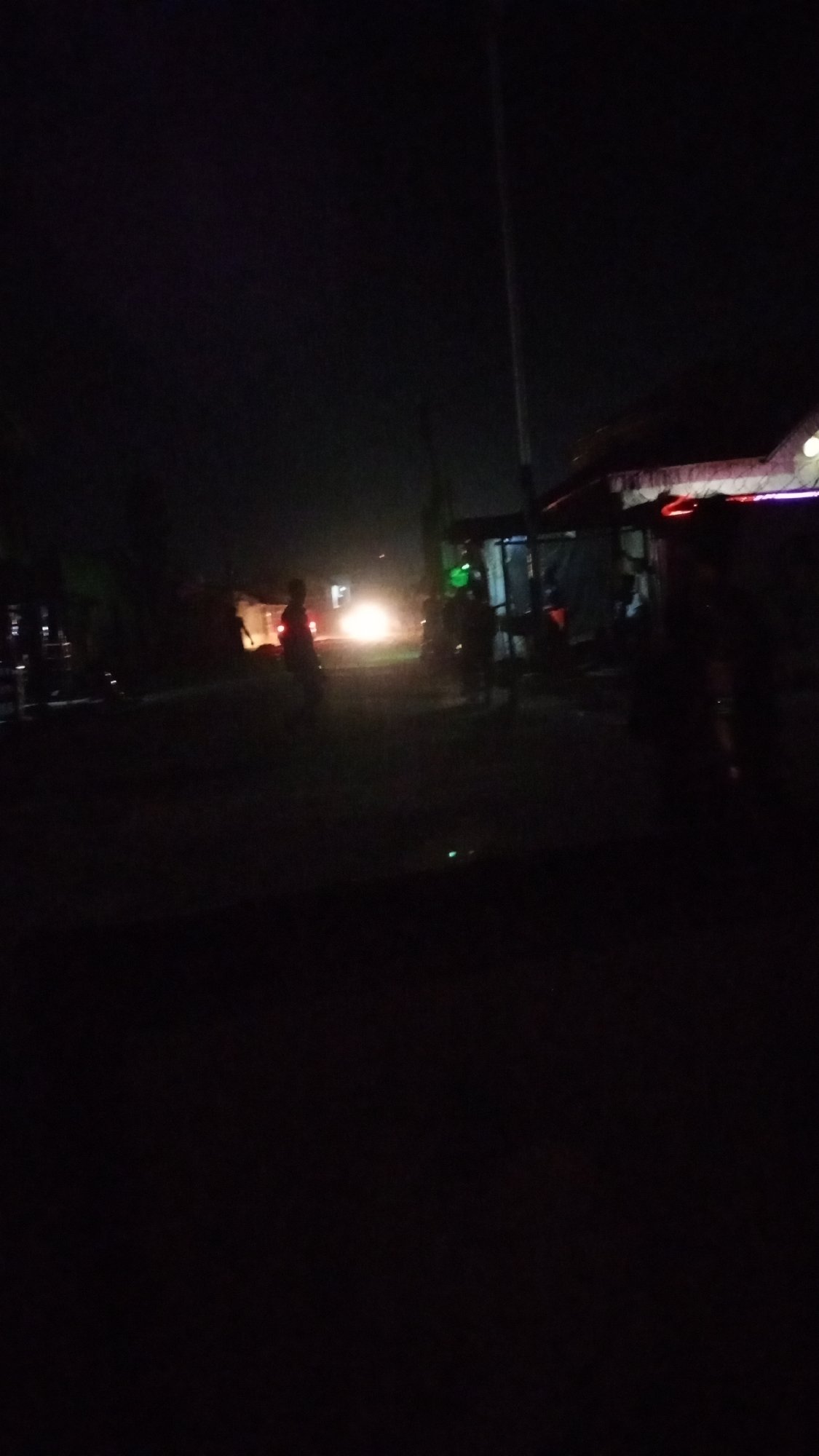 Colorful lights illuminate building in Sabon Tasha Nigeria nighttime
