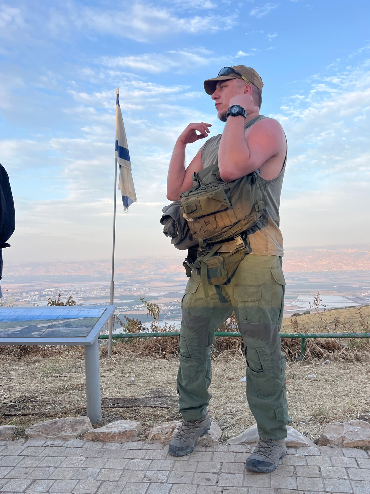 Group gathers at Israeli valley viewpoint for casual meeting