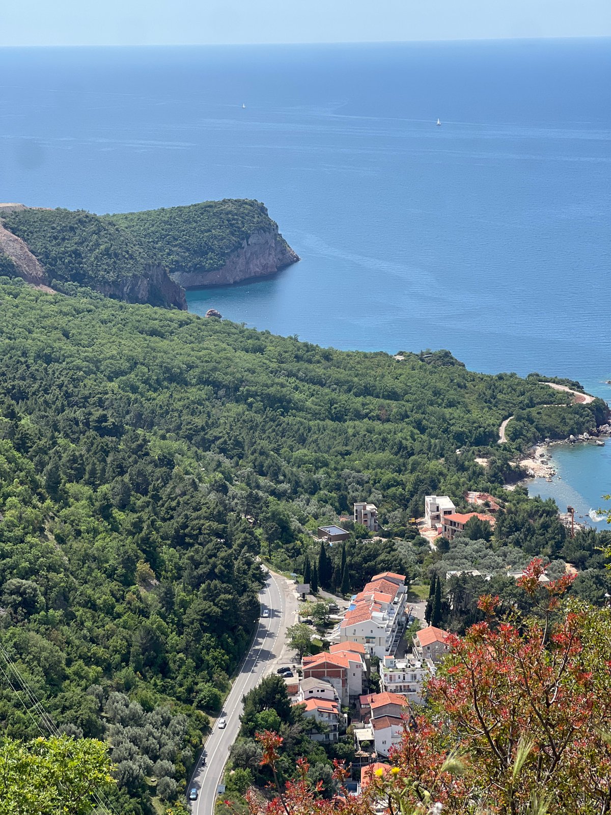 Aerial views captured of Sveti Stefan island resort Montenegro