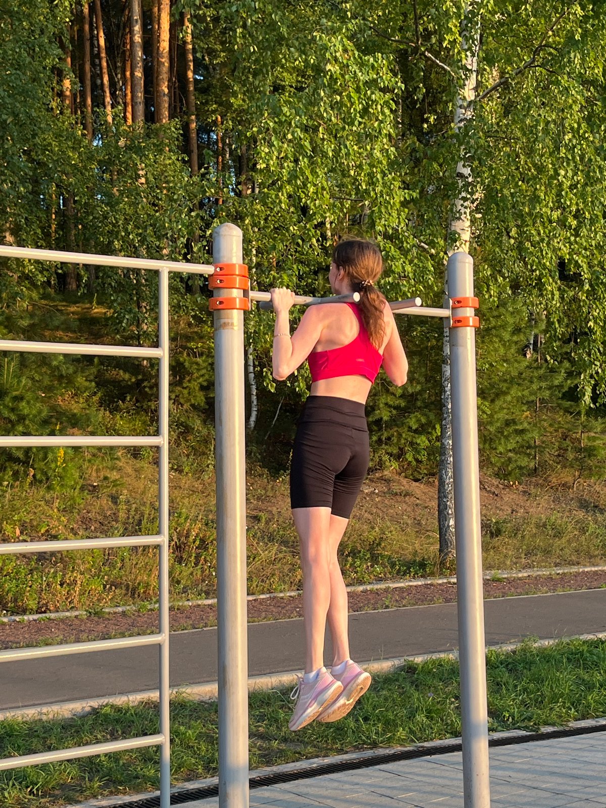 Outdoor workout and sunset at a Chaikovsky waterfront park
