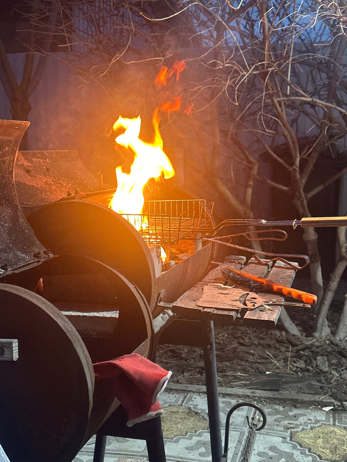 Outdoor sauna and grilling session documented in Krasnoyarsk