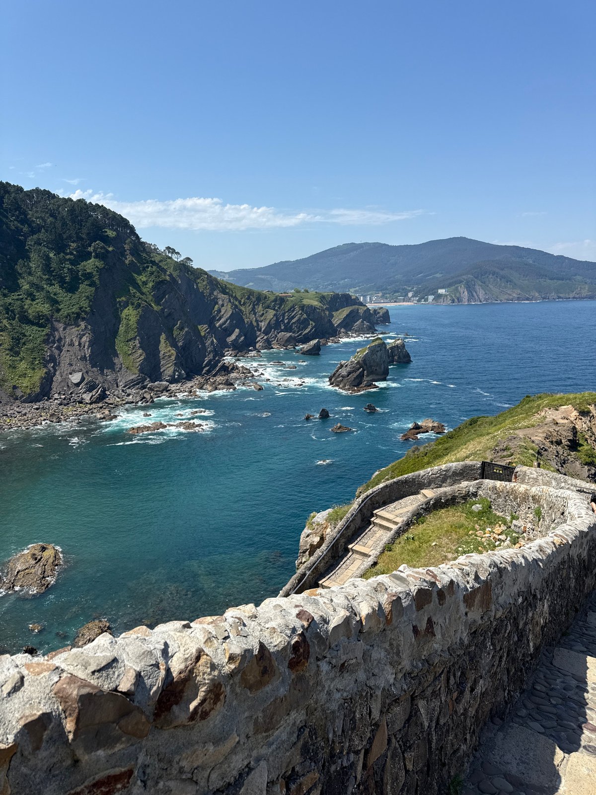 Morning hike down San Juan de Gaztelugatxe's clifftop stairs