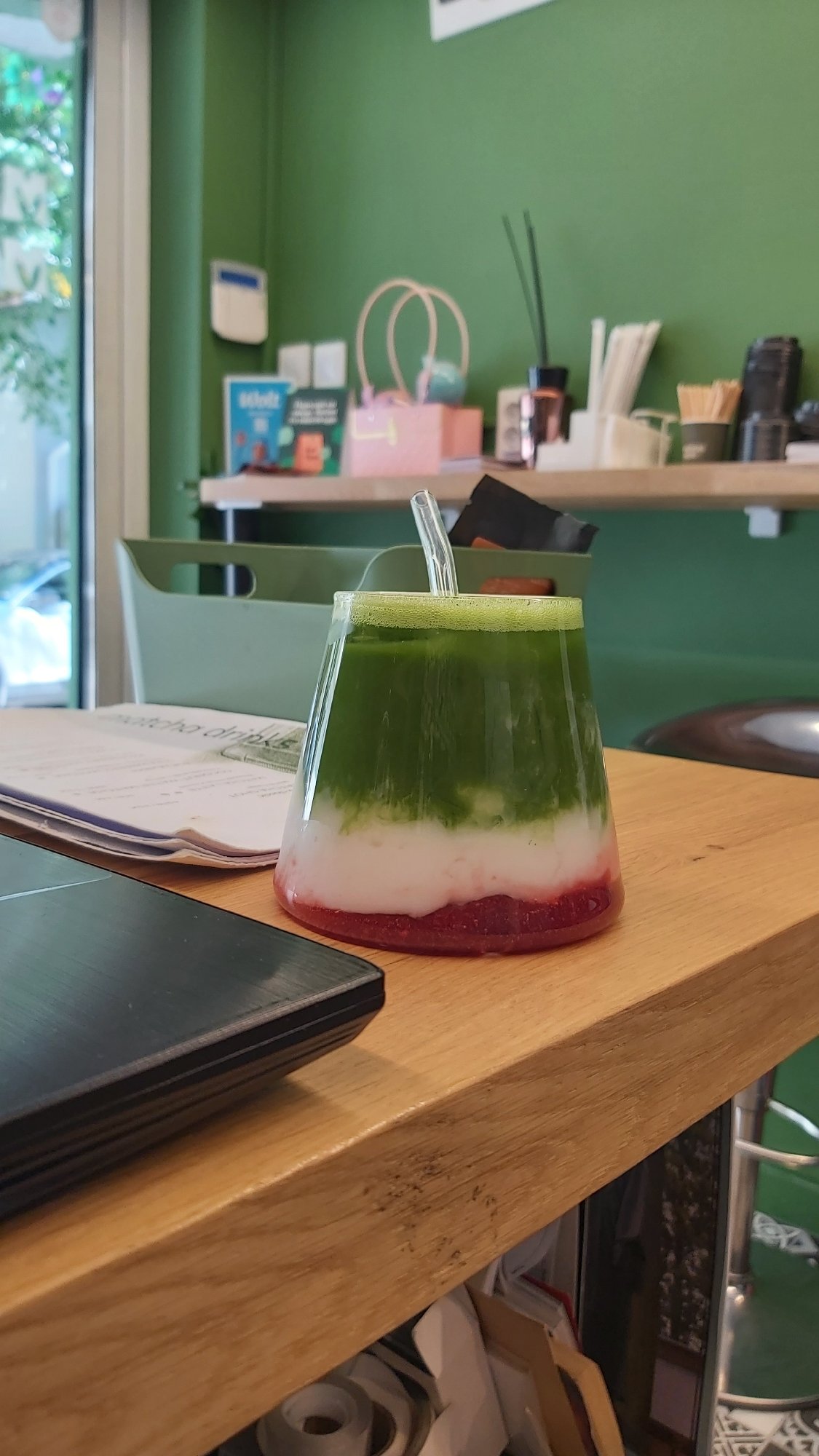 Sofia resident enjoys layered drink while watching space content