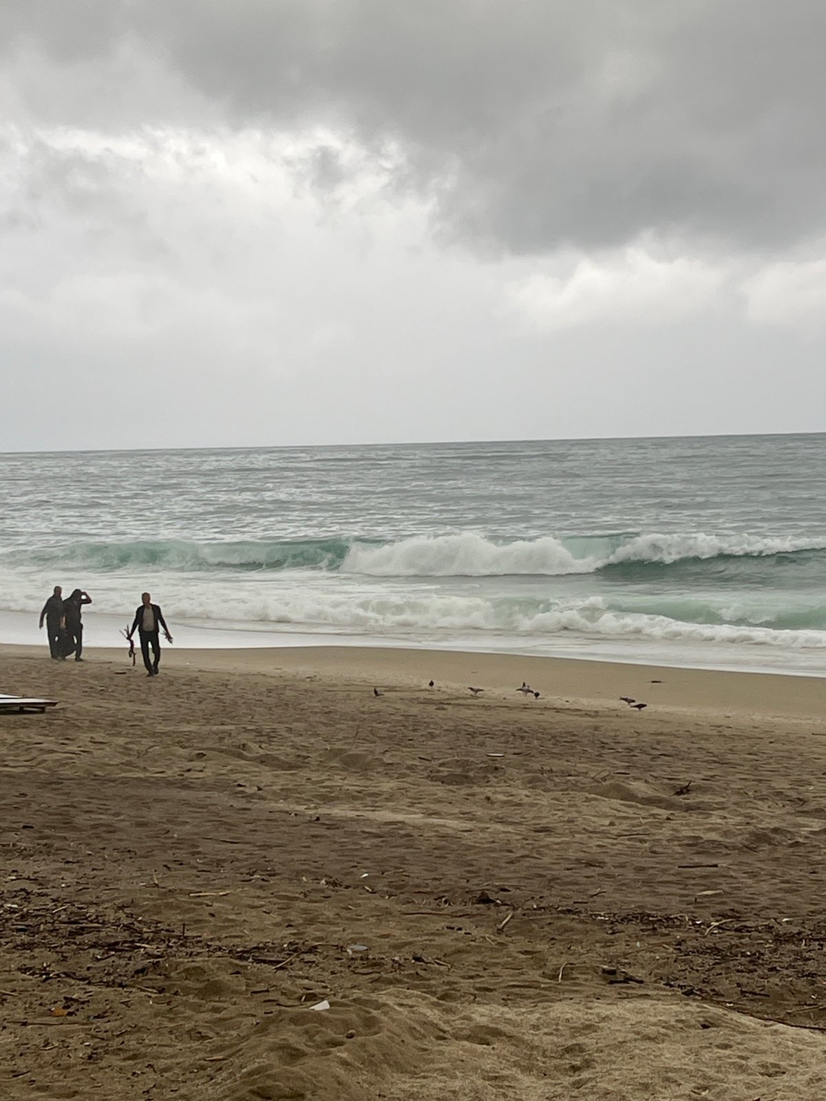 Rainy morning captured along Alanya coastline with stormy conditions