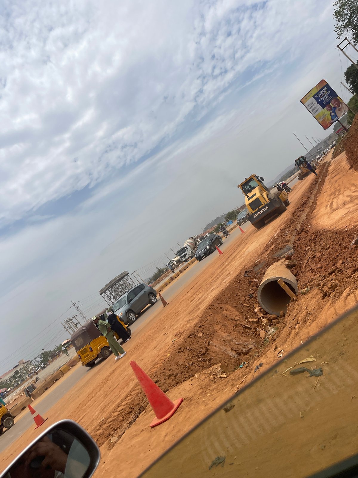 Construction activity observed from vehicle in Abuja, Nigeria