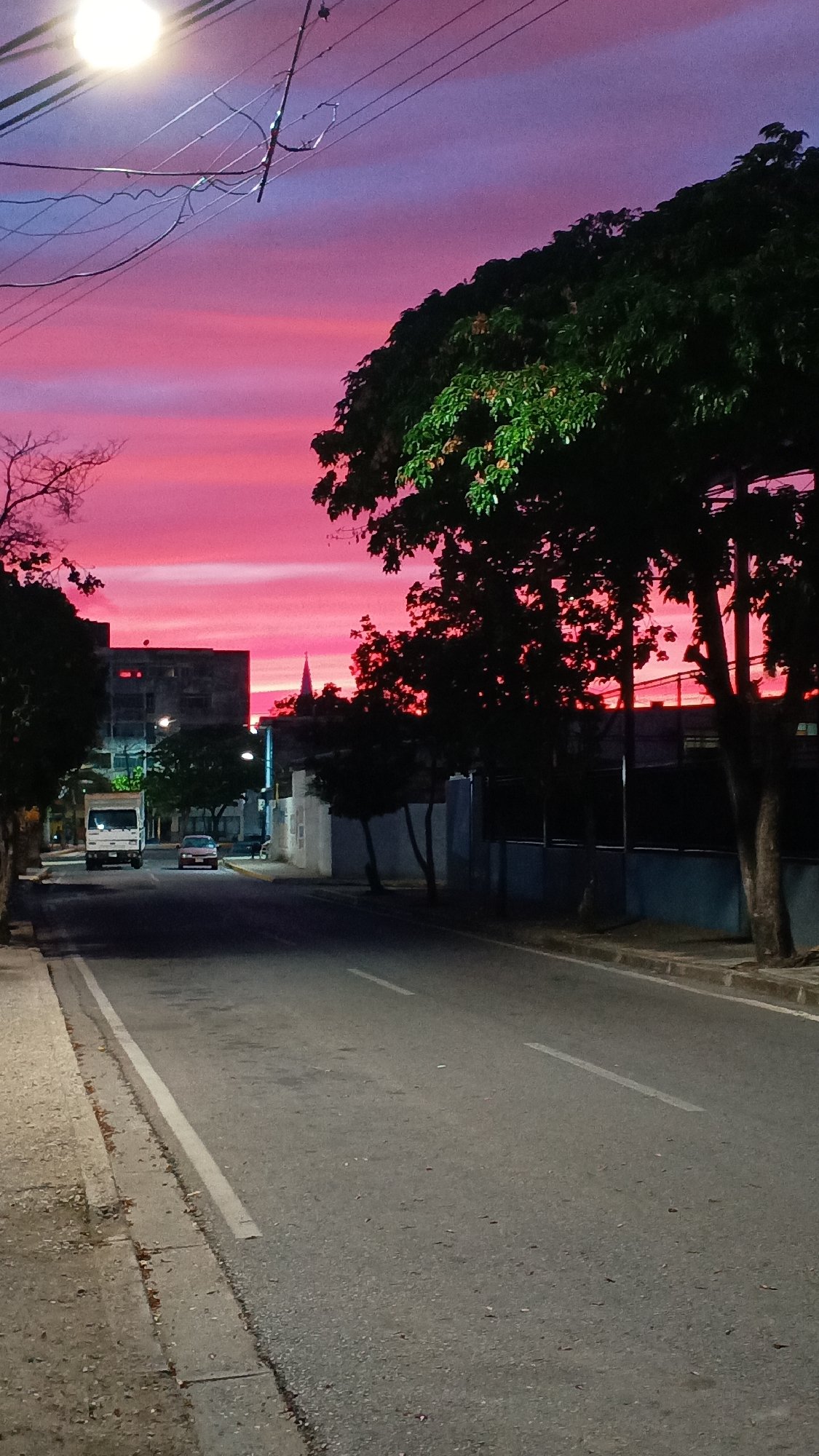 Evening streets of Juan Griego at dusk, Venezuela