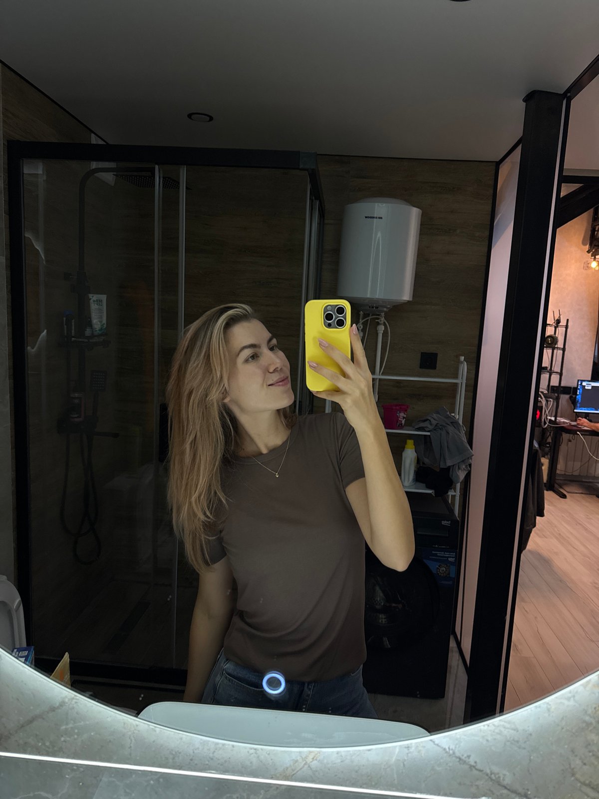 Personal documentation captured in bathroom and living space