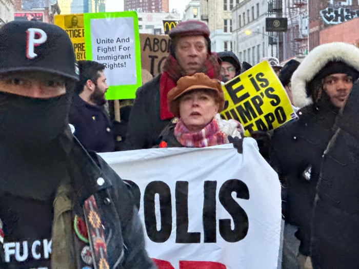 Protesters march through New York streets Thursday evening