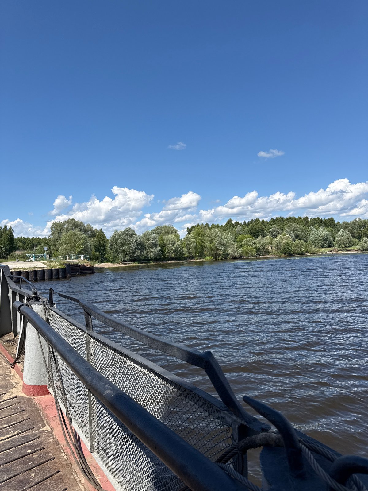 Volga River ferry crossing near Kozmodemyansk on a summer morning