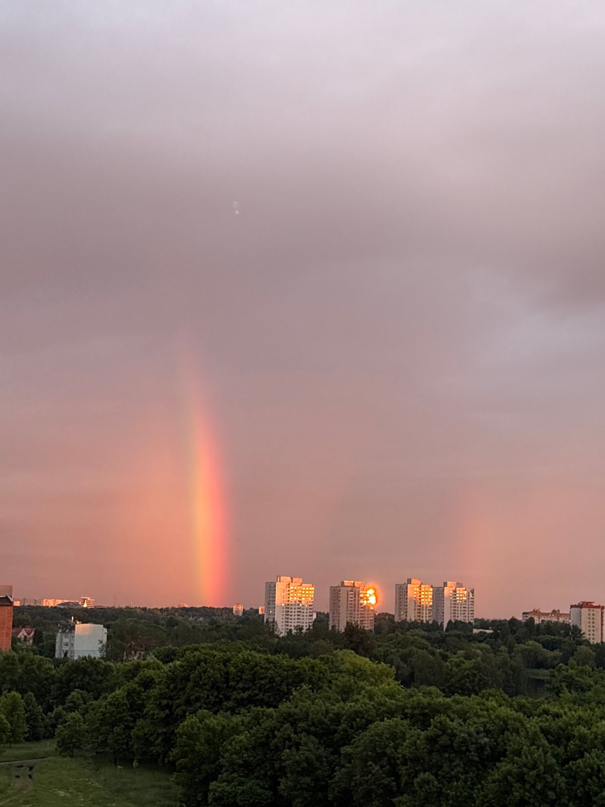 Double Rainbow Appears Over Minsk During Sunset After Rain