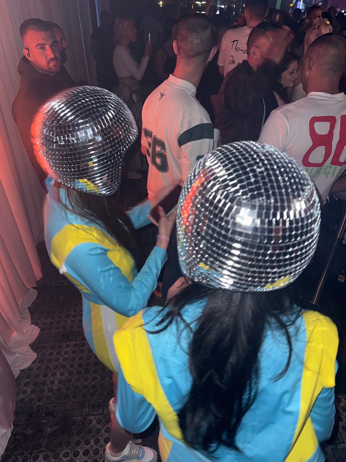 Disco ball party with fireworks celebration in Bania Bulgaria