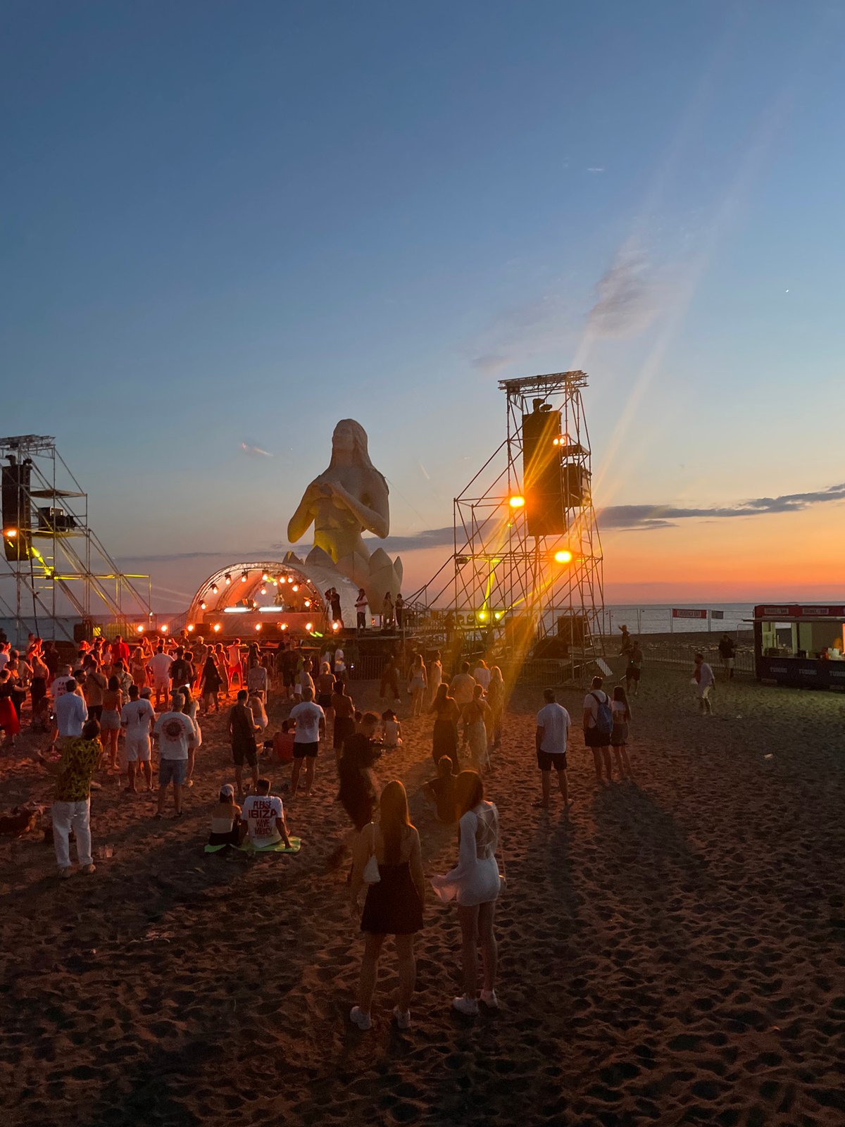 Beach concert at dusk in Donji Štoj, Montenegro