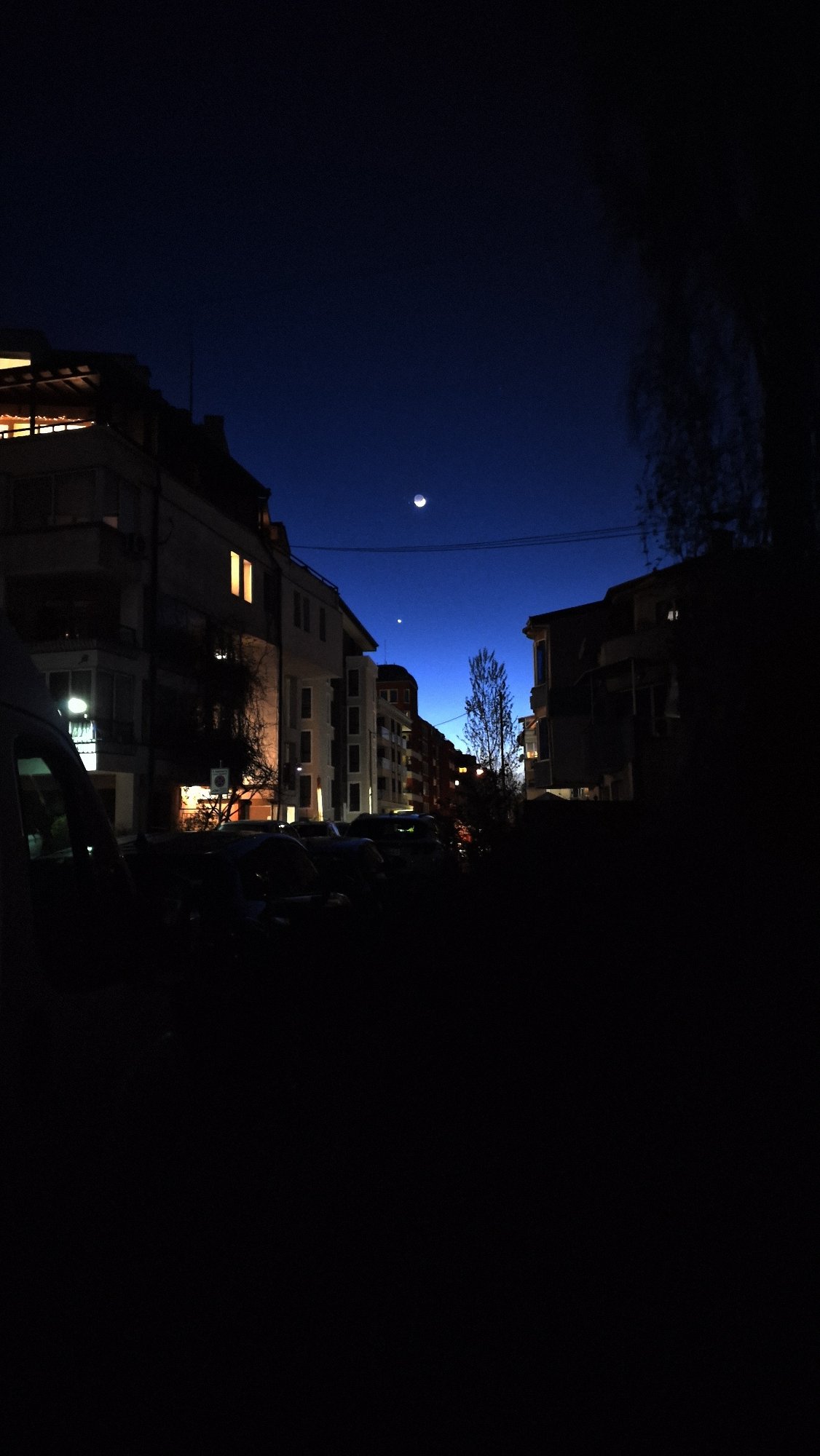 Nighttime urban scene captured in Sofia, Bulgaria