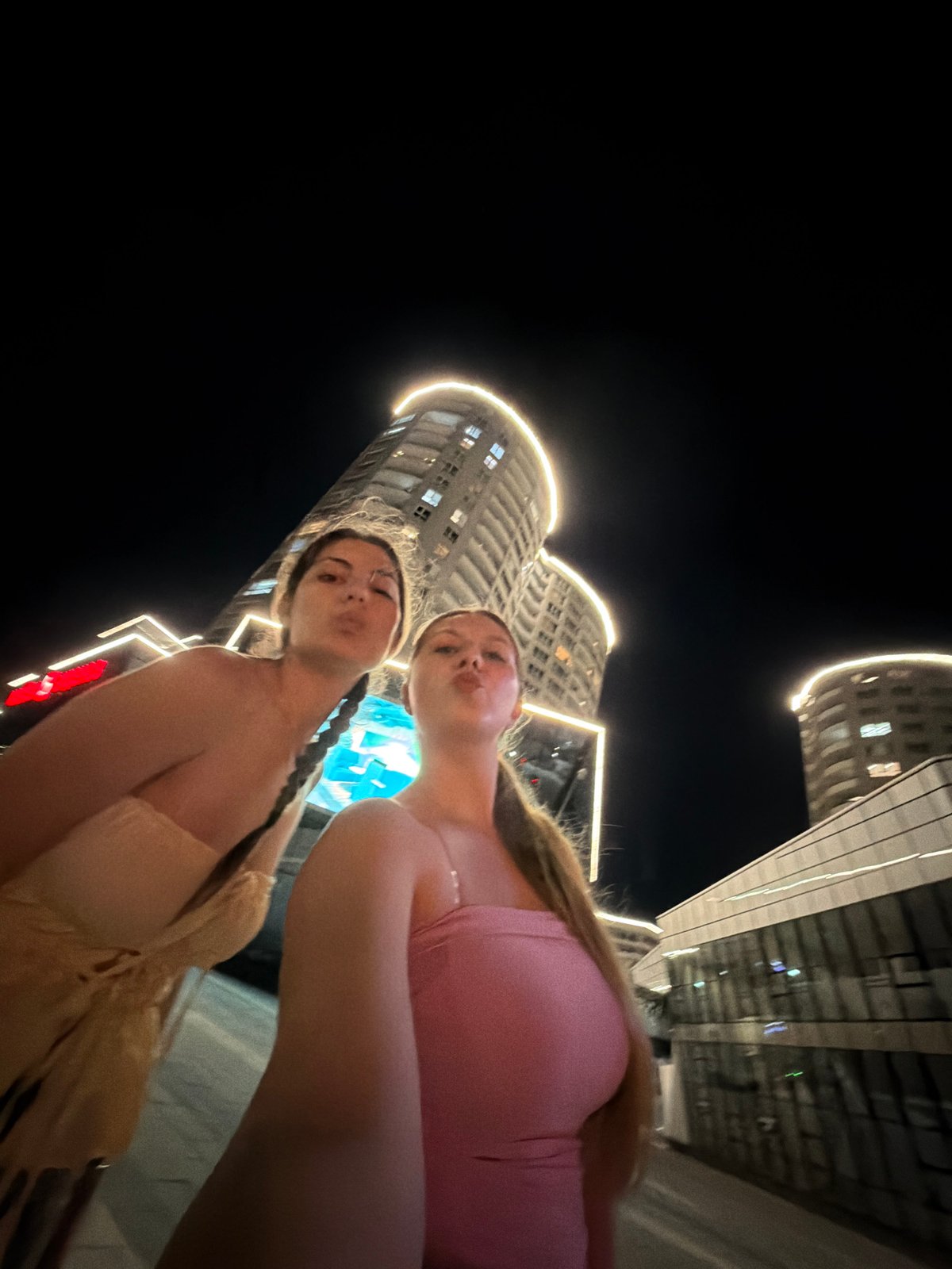 Friends document evening out in downtown Burgas with selfies