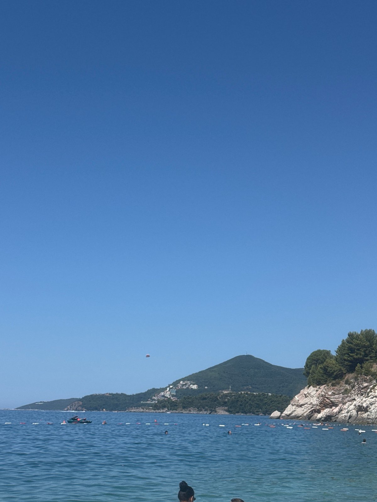 A busy summer morning at Kamenovo beach, Montenegro