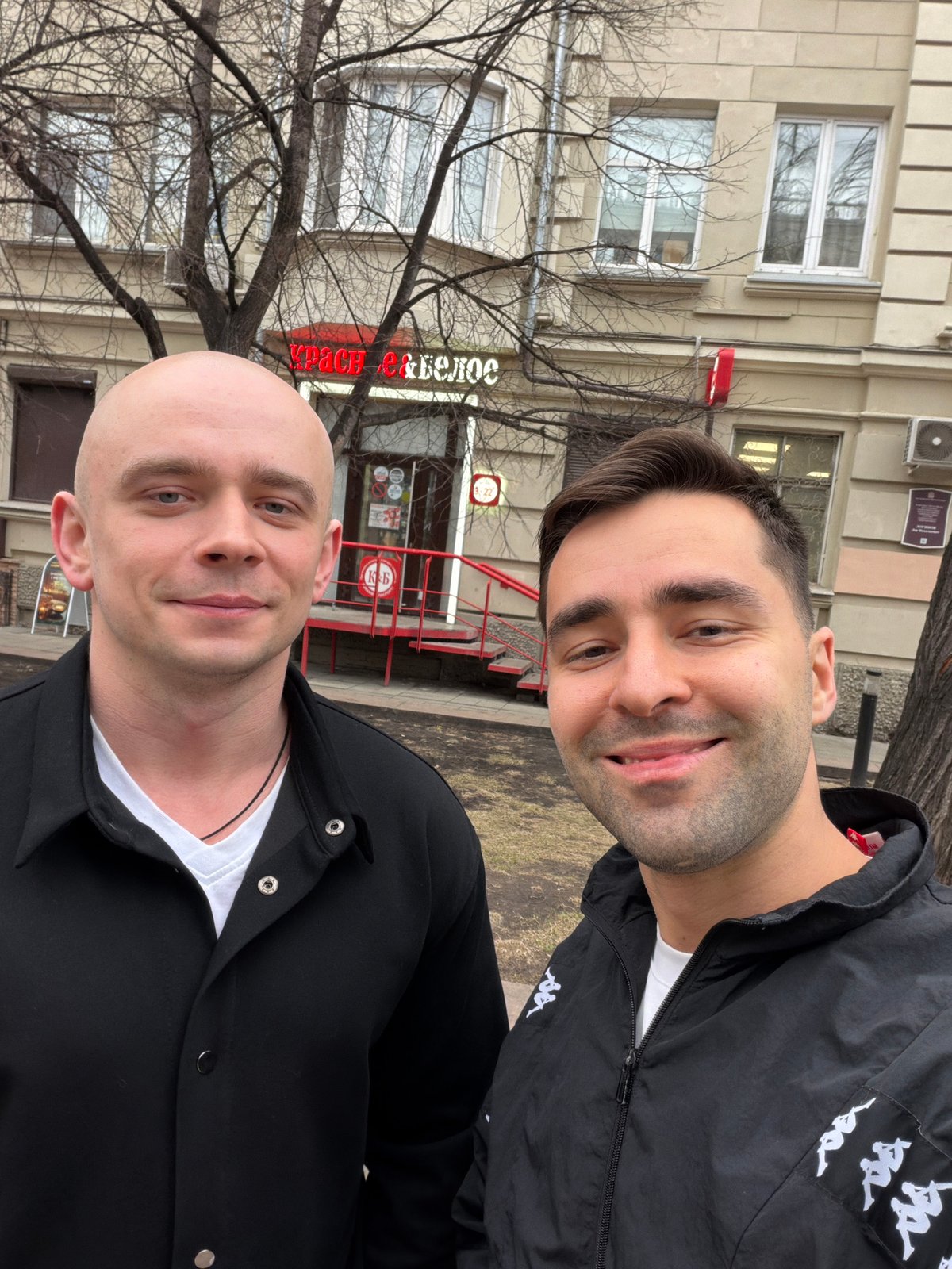 Two men photographed outdoors in Krasnoyarsk, Russia