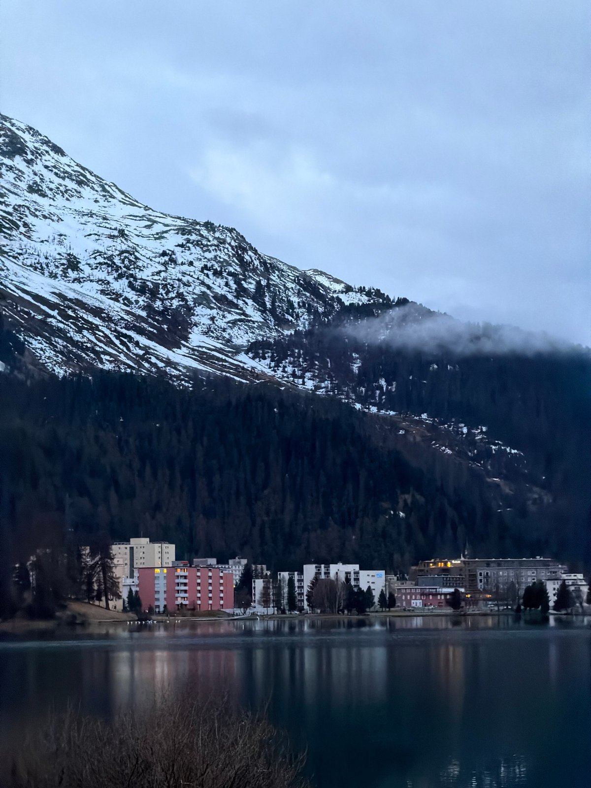 Evening alpine tranquility captured at Lake St. Moritz