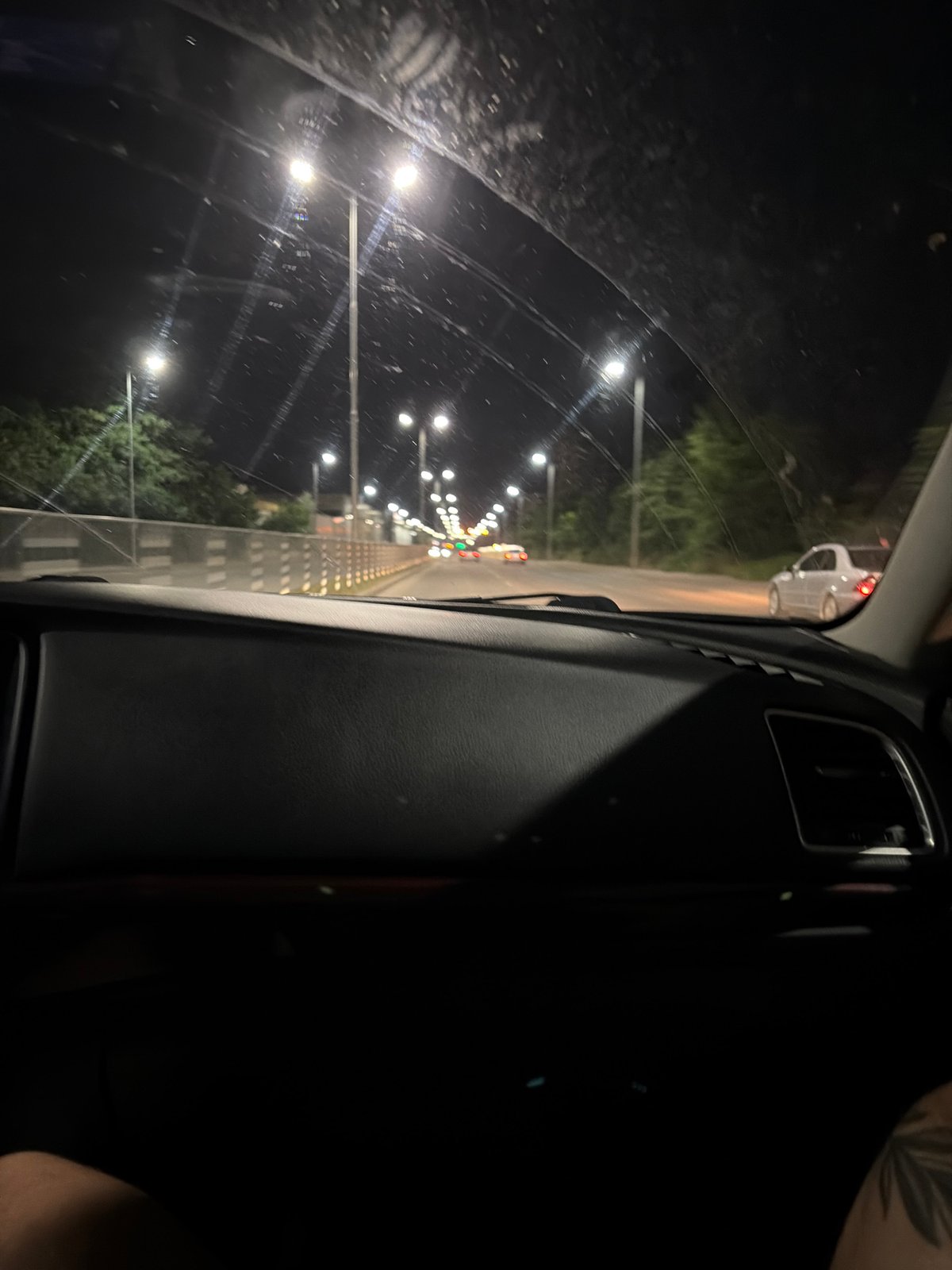 Night driving through streetlit roads in Plovdiv