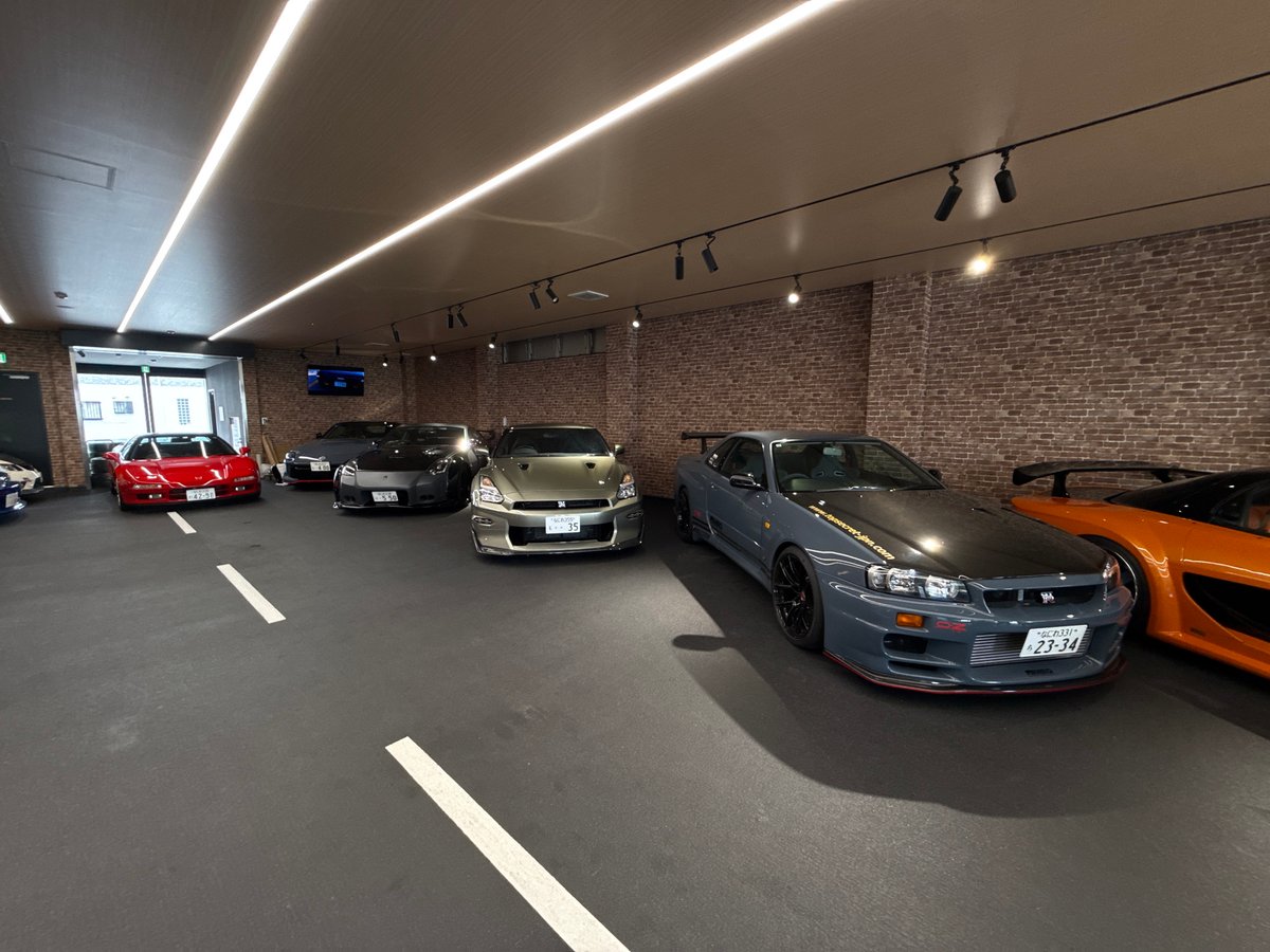 Modified sports cars displayed at Osaka car studio showroom