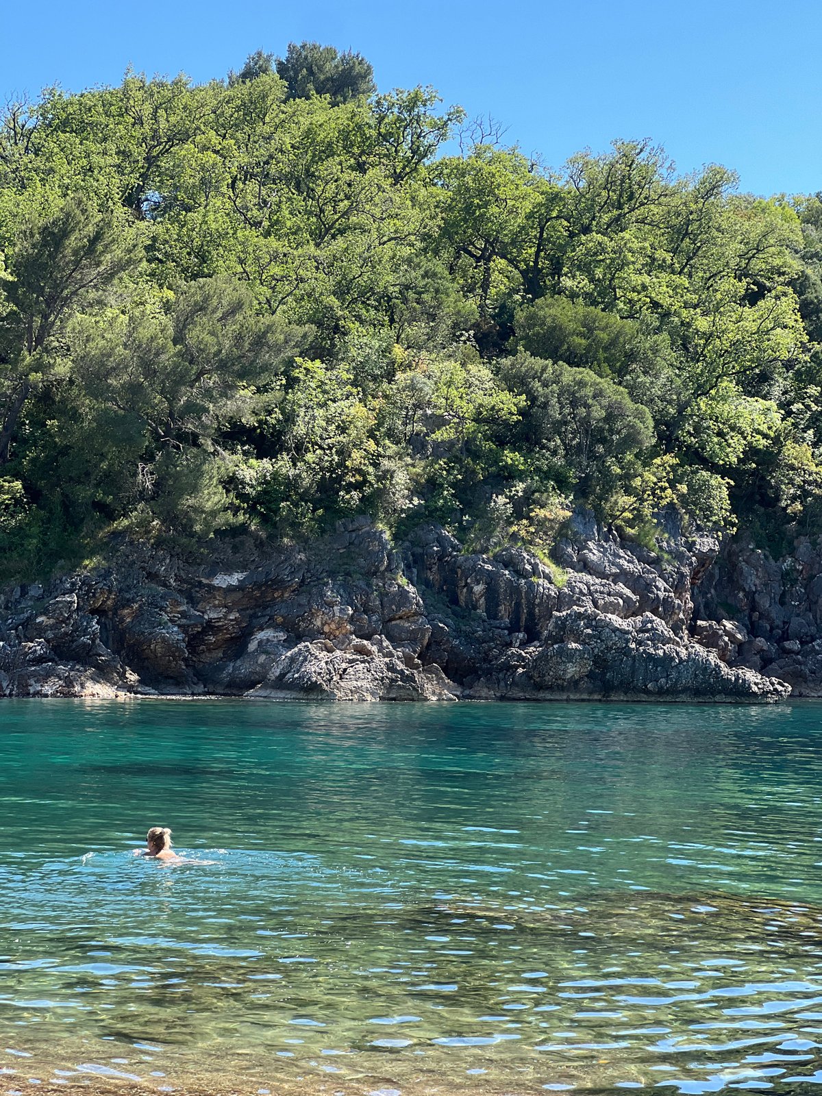 Typical beach day captured in Pržno, Montenegro coastline