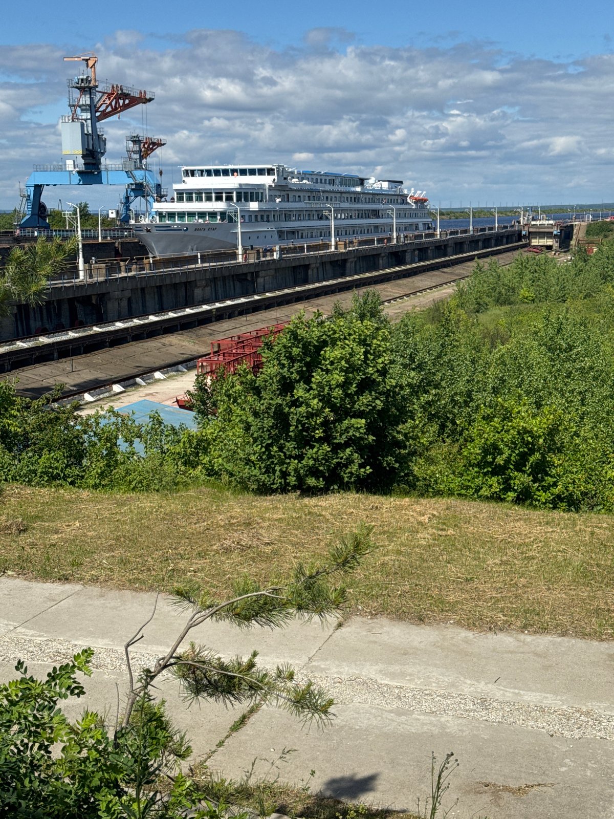 Passenger ship VOLGA STAR docked at Chaikovsky shipyard