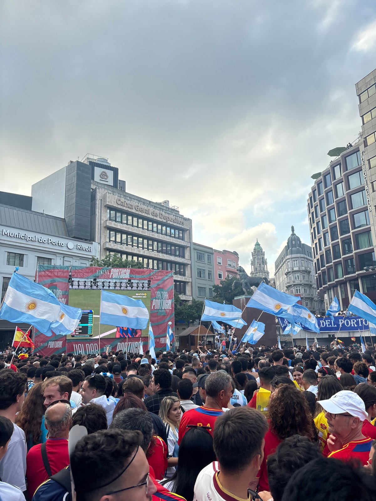 Argentine fans pack Porto streets in a flag-waving crowd