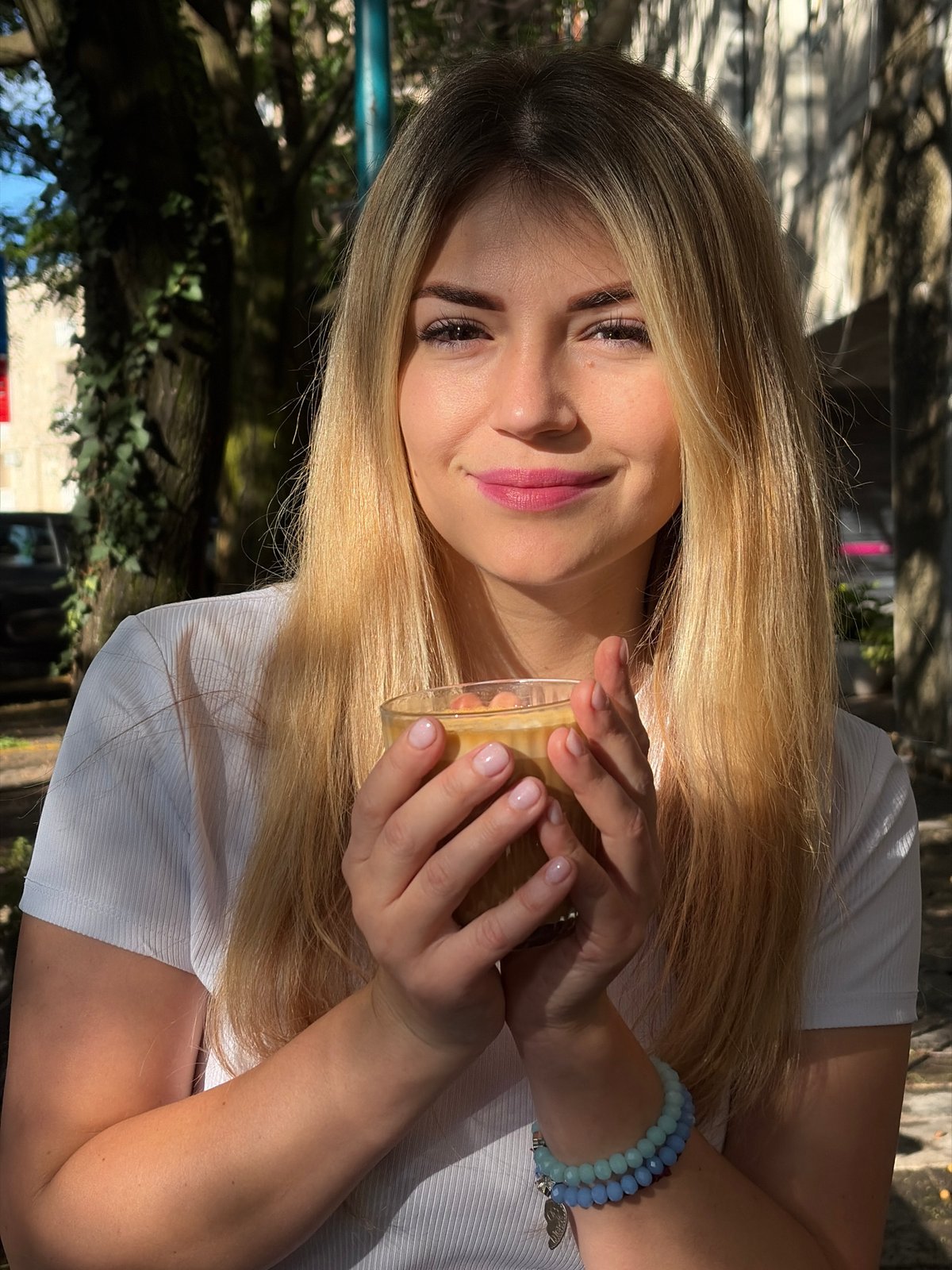 Young people photographed enjoying sunny morning in Budva, Montenegro