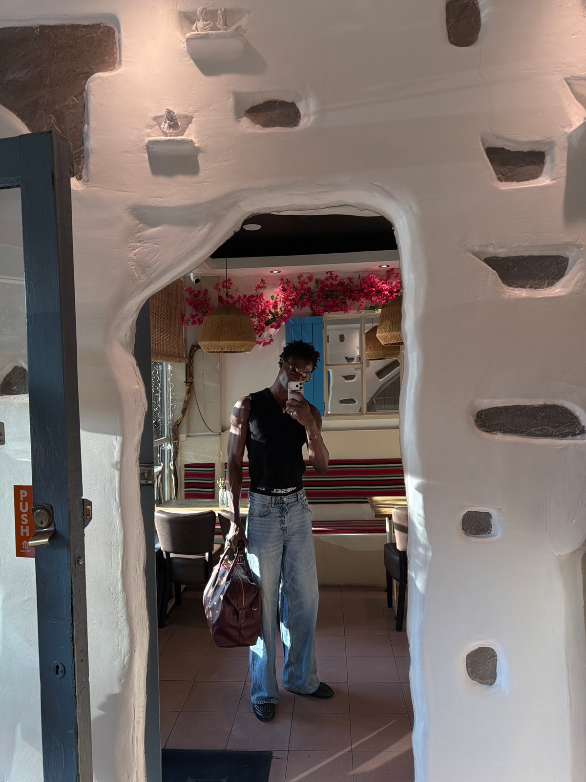 Outfit check and a Mediterranean-style restaurant in North London