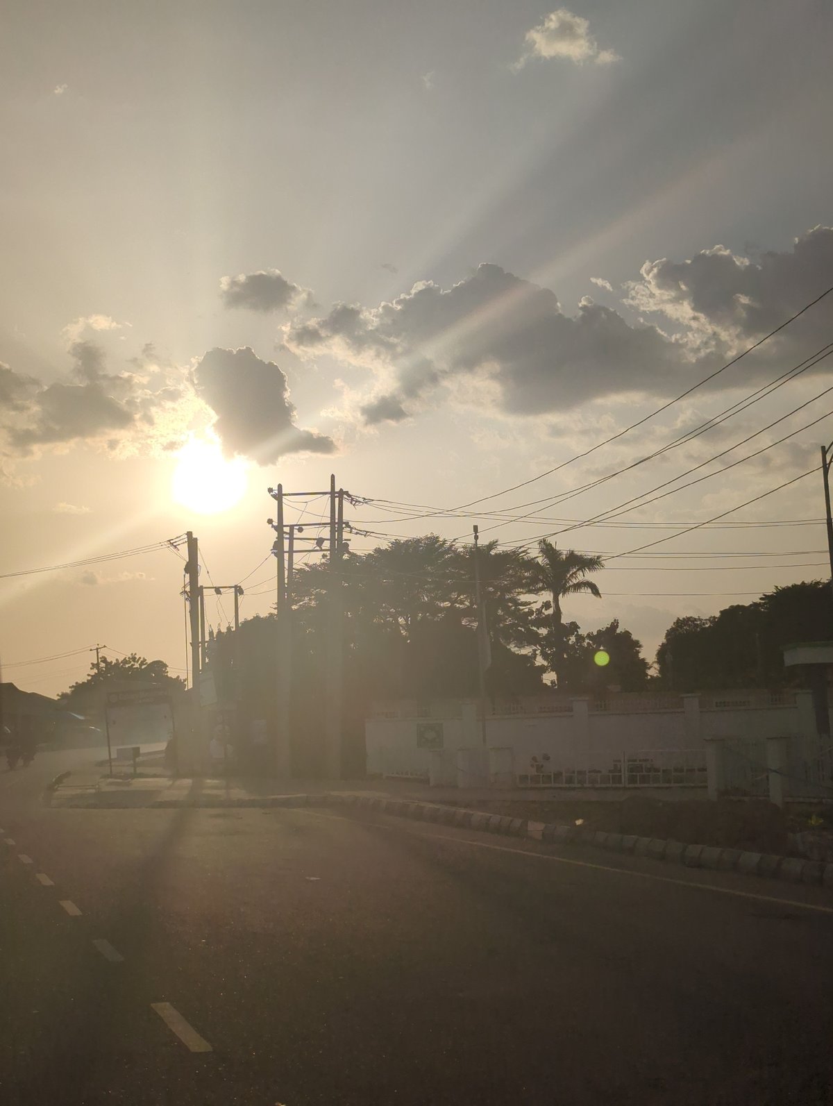 Vibrant sunset photographed over street in Barden Yana, Nigeria