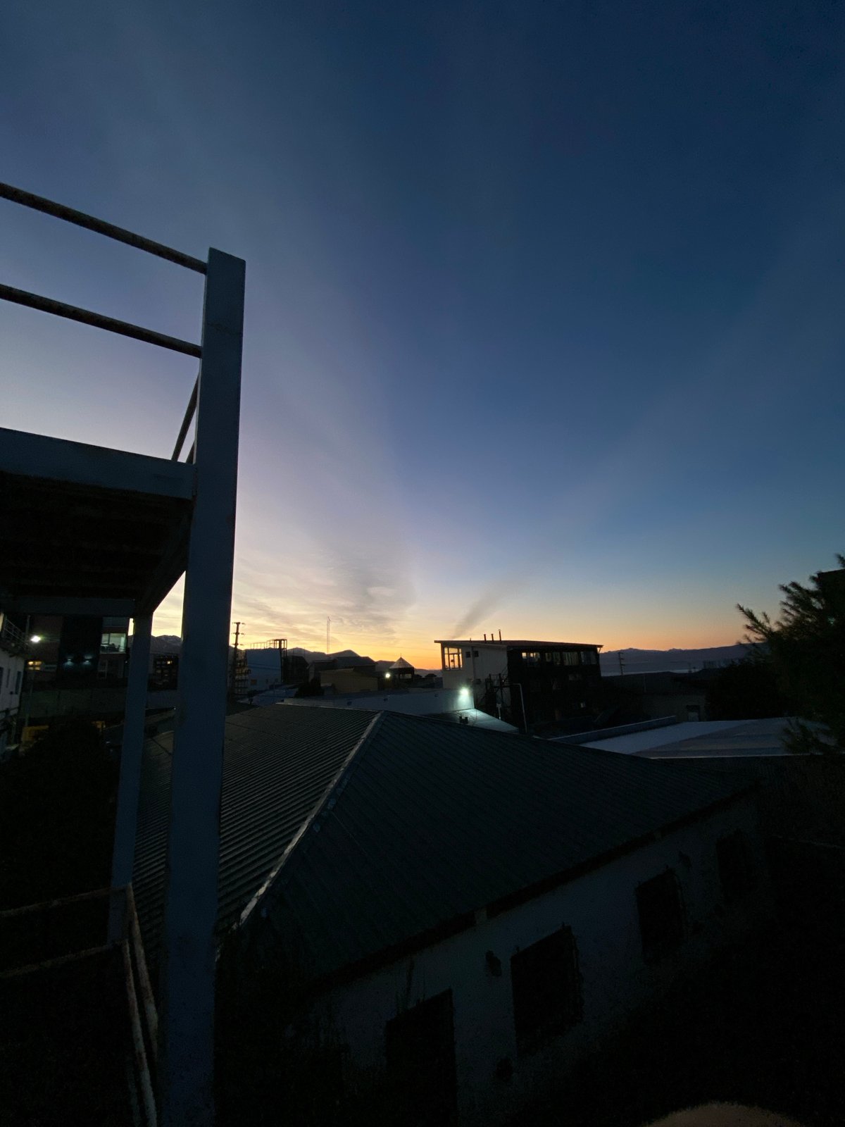 Sunset captured over Ushuaia cityscape on May 22