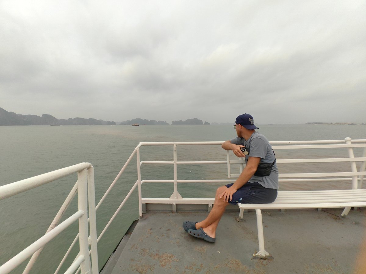 Cargo barge spotted carrying wood chips across Ha Long Bay