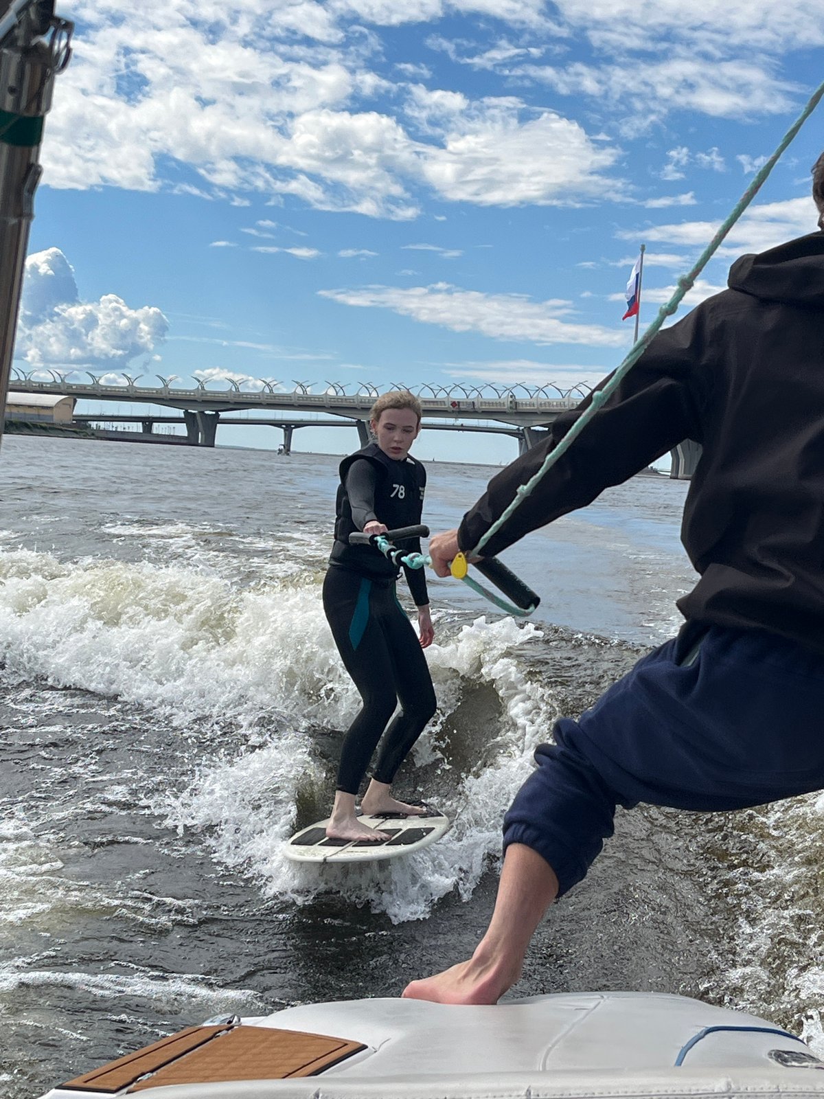 Wakeboarding session on Saint Petersburg's waterways