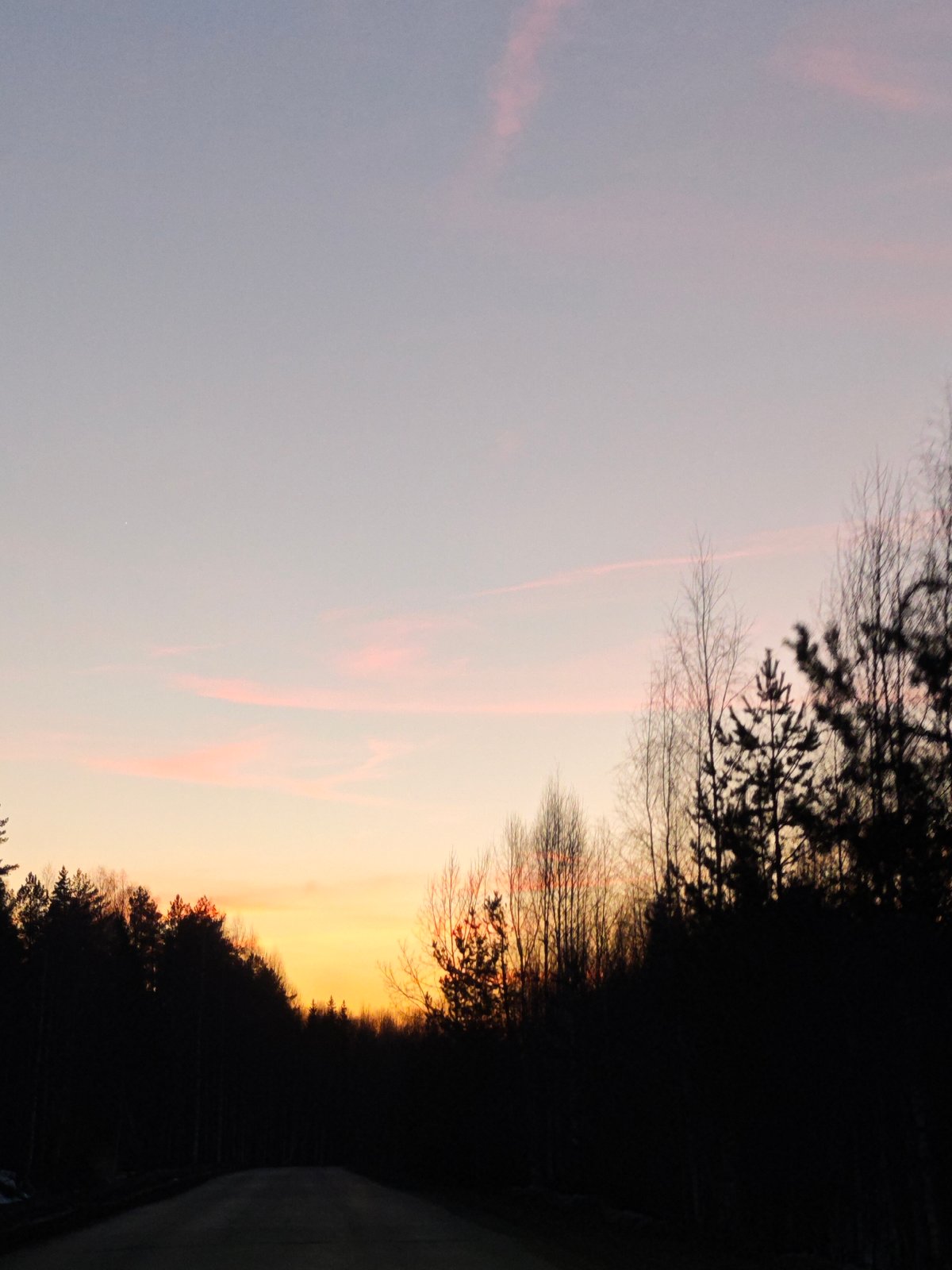Sunset captured from roadside in Markovskii, Russia