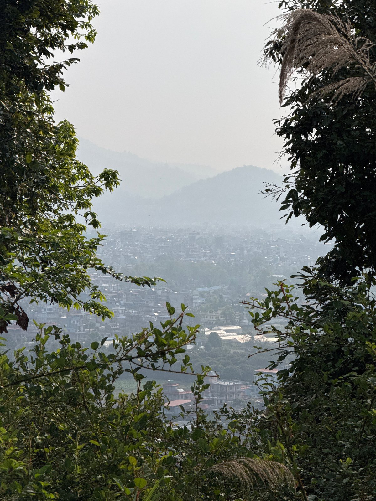 Hazy morning views captured over Pokhara and Phewa Lake