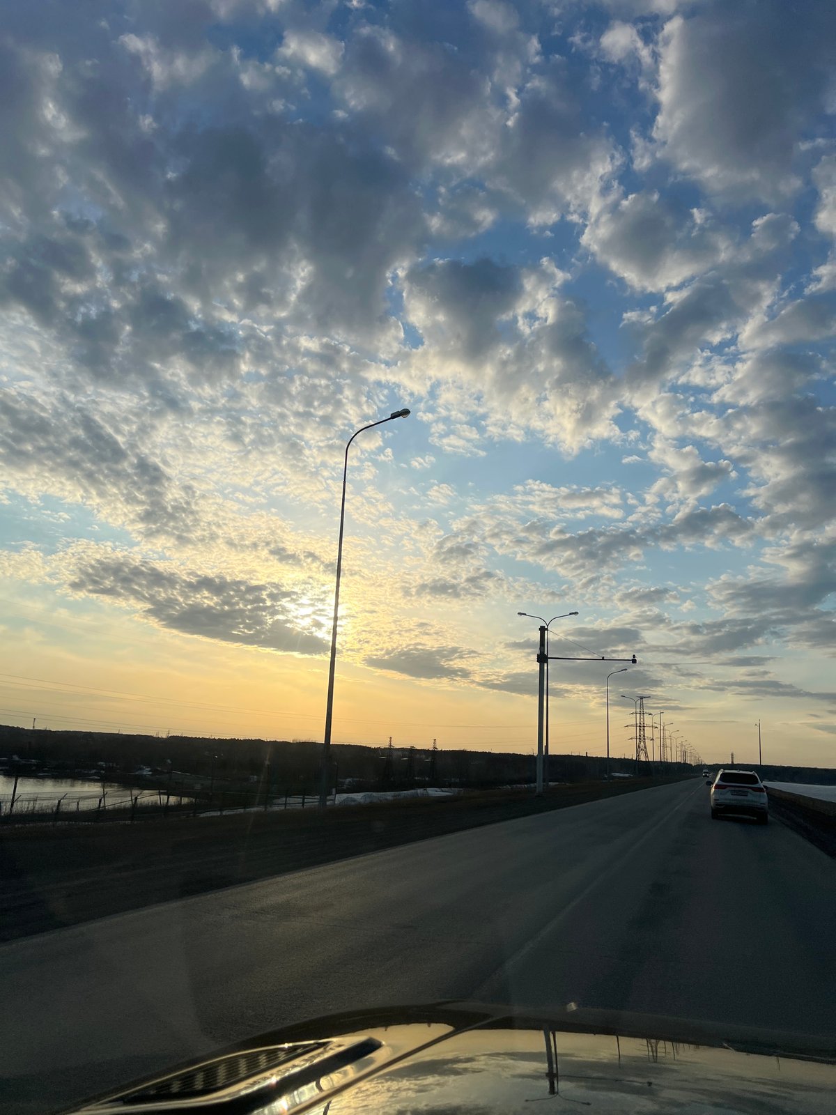 Sunset road scene captured in Chaikovsky, Russia