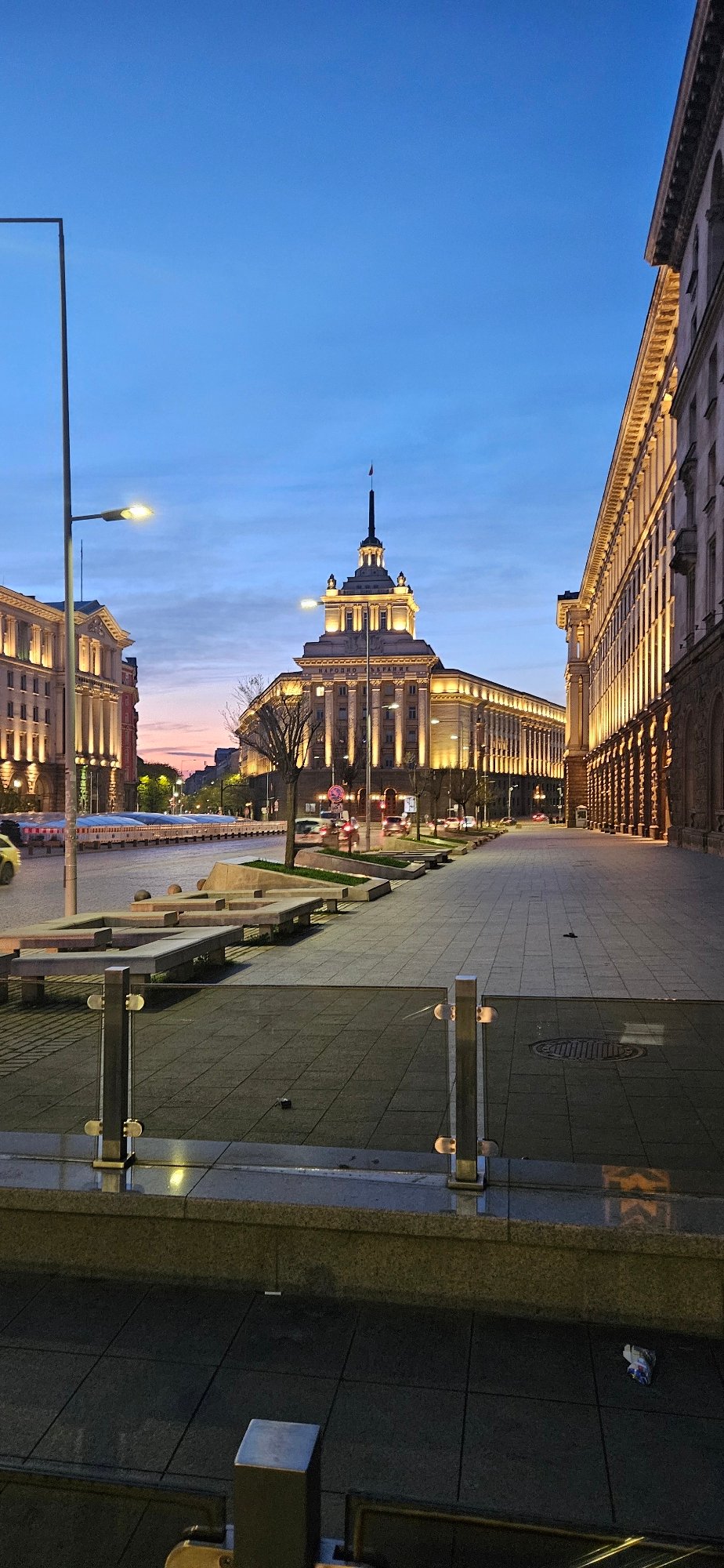 Twilight scene captured at Sofia's Largo district