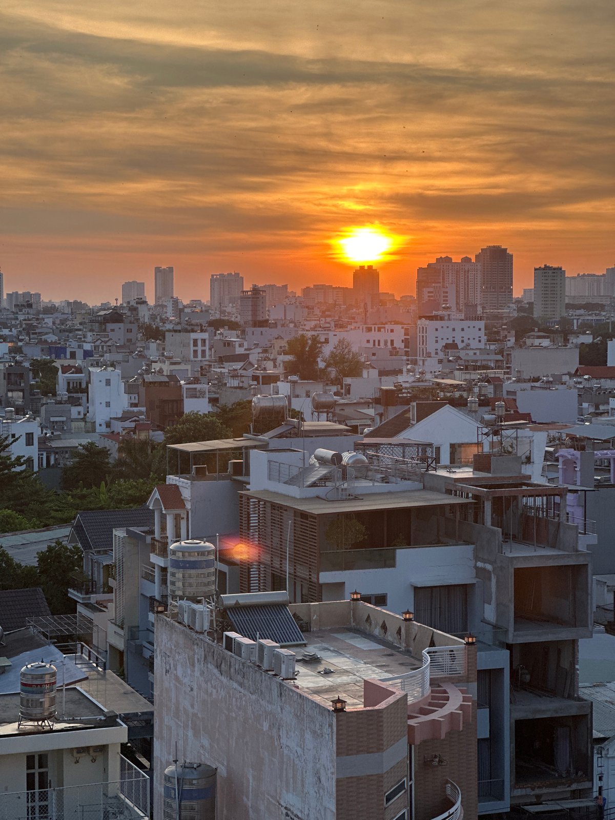 Sunset timelapse captured over Ho Chi Minh City skyline