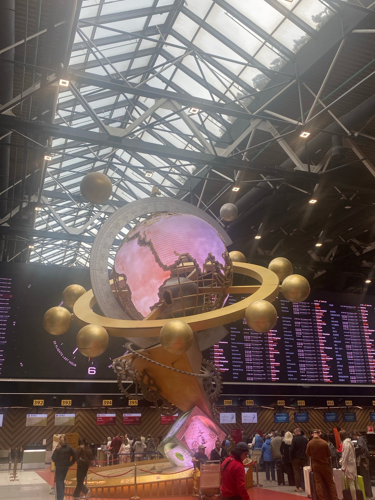Airport terminal scenes captured at Moscow Sheremetyevo
