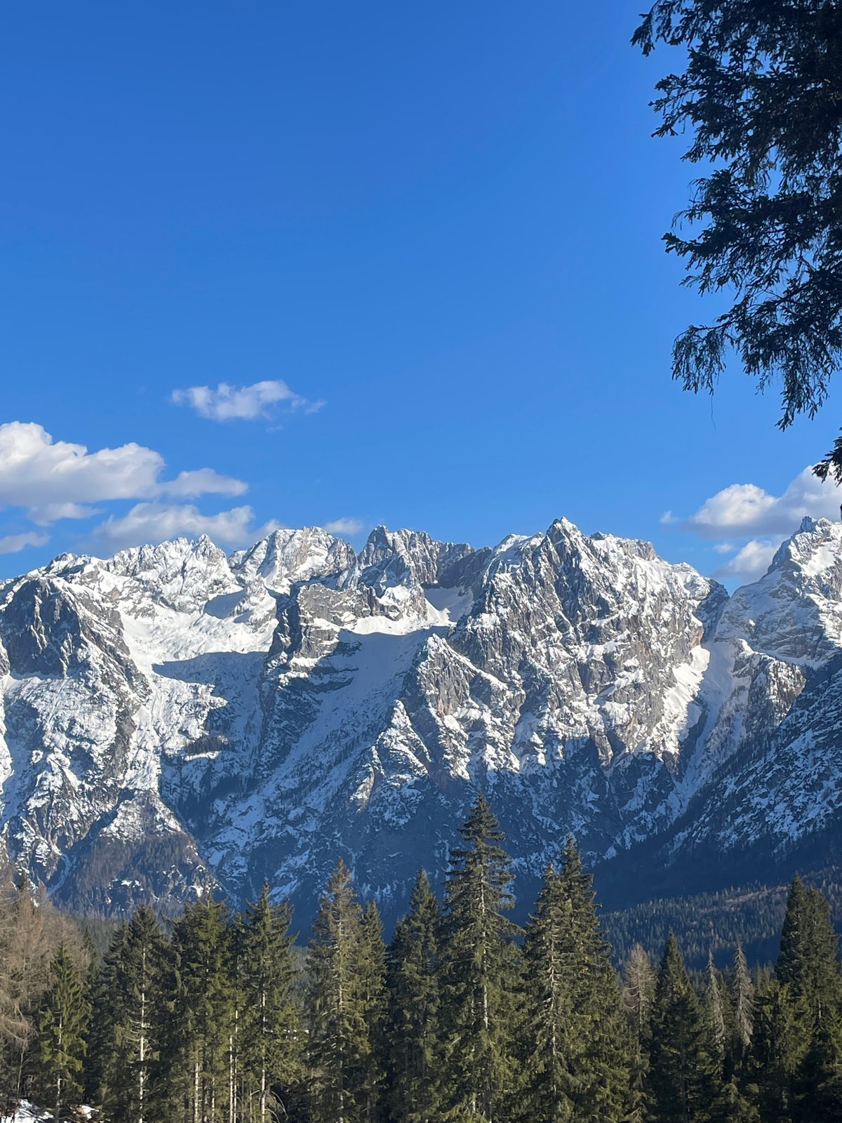 Tourist photographs mountain scenery in Cortina d'Ampezzo