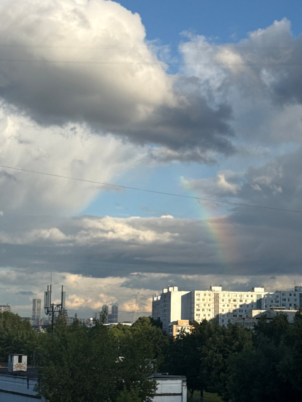 Inside a Moscow private clinic lab, rainbow breaks through outside