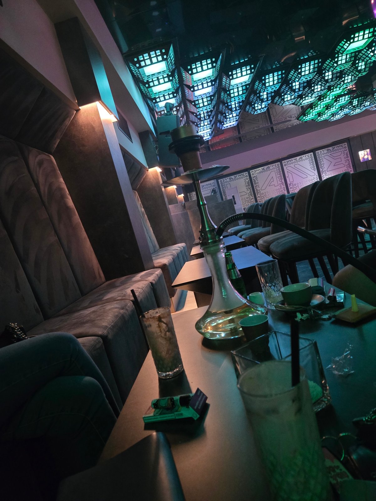 Hookah observed in indoor lounge setting