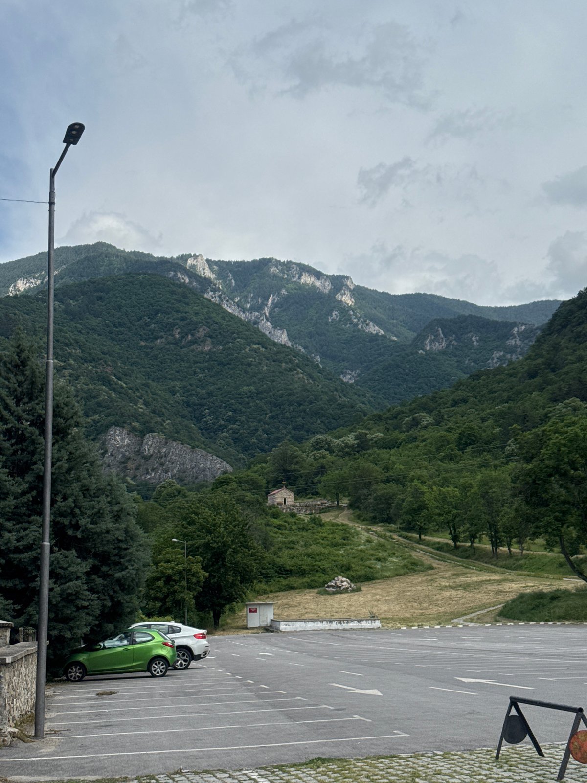 Cobblestones, kiosks, and mountain views in Bachkovo