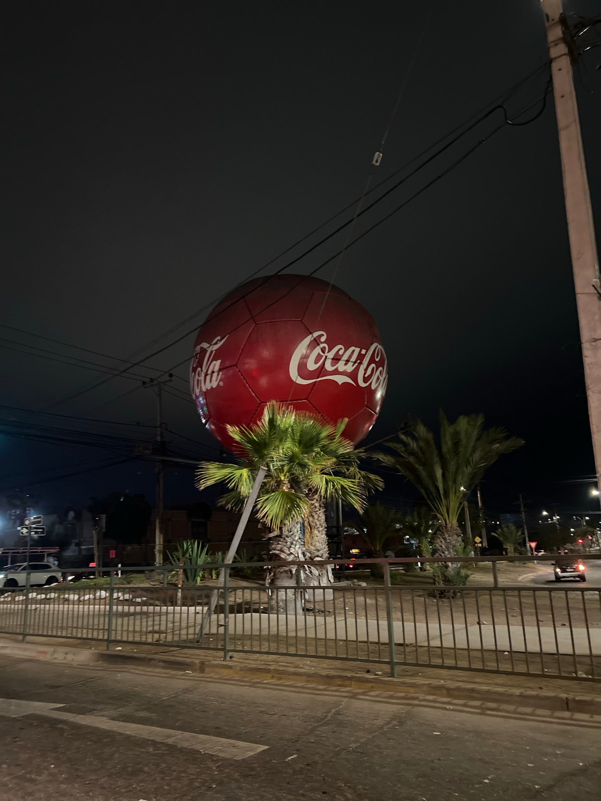Coca-Cola soccer ball sphere display spotted in Arica, Chile